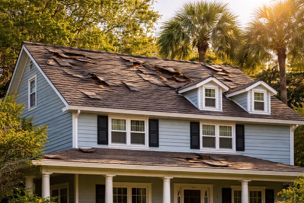 Costal home with wind damage